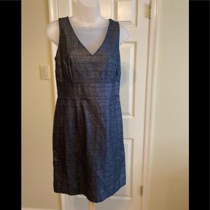 NWOT - Loft gray shimmer metallic fabric, sleeveless v-neck mini dress, …